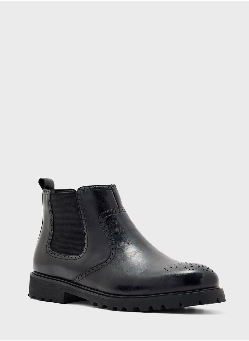 Robert Wood - Pull On Welted Brogue Boots - Image 1