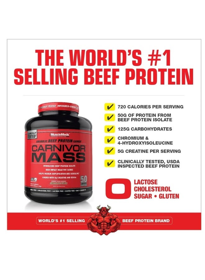 MUSCLEMEDS Carnivor Mass Anabolic Beef Protein Gainer Chocolate Fudge Flavor 5.83 Lbs.  - Image 2