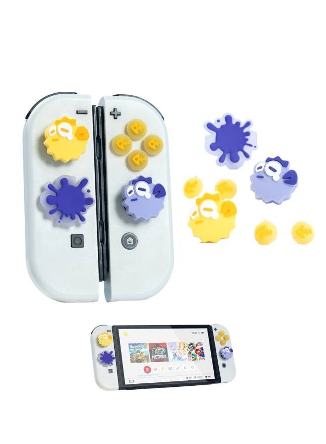 7 PCS Cross D-Pad Button Caps Thumb Grips Caps Set, Suitable for Nintendo Switch/Switch OLED, Cute Cartoon 3D Soft Silicone ABXY Buttons Joystick Cover Caps