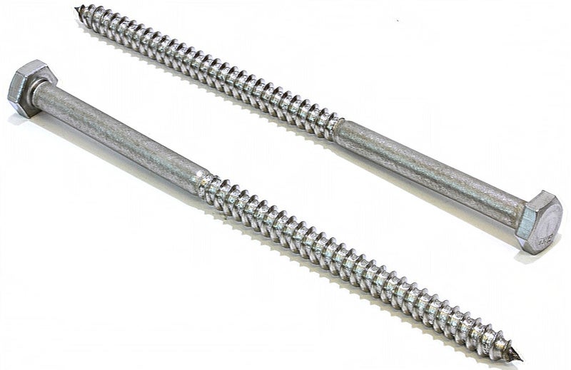 Bolt Dropper 1/4" x 6" Hex Head Lag Bolt Screws, (10 Pack), 304 (18-8) Stainless Steel Coach Bolts/Large Screws for Wood with Plain Finish - Image 1