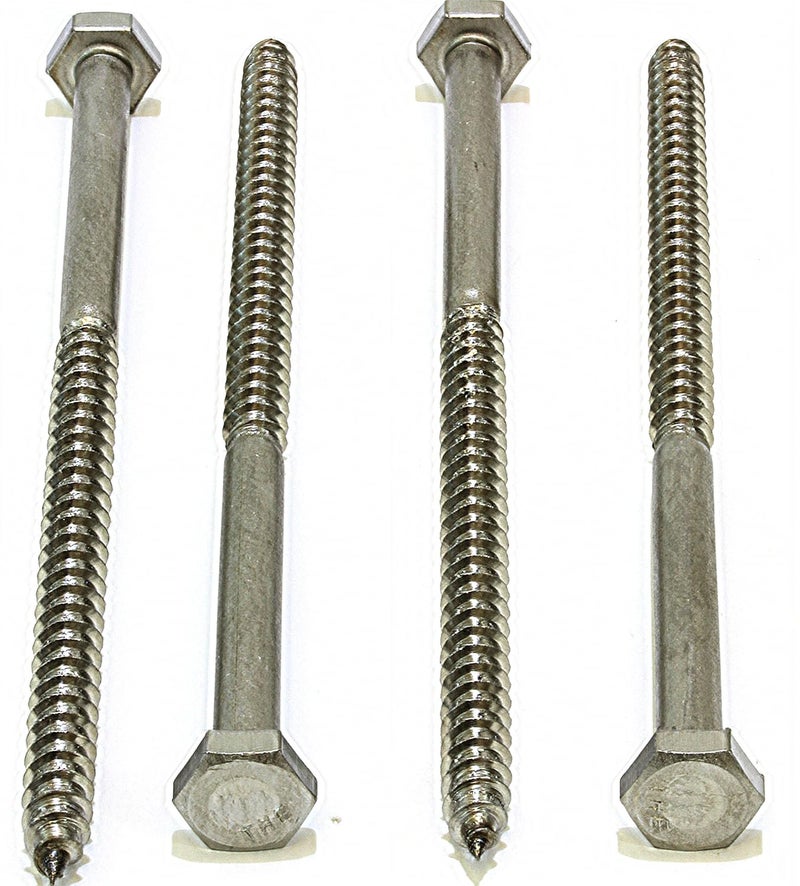 Bolt Dropper 1/4" x 6" Hex Head Lag Bolt Screws, (10 Pack), 304 (18-8) Stainless Steel Coach Bolts/Large Screws for Wood with Plain Finish - Image 3