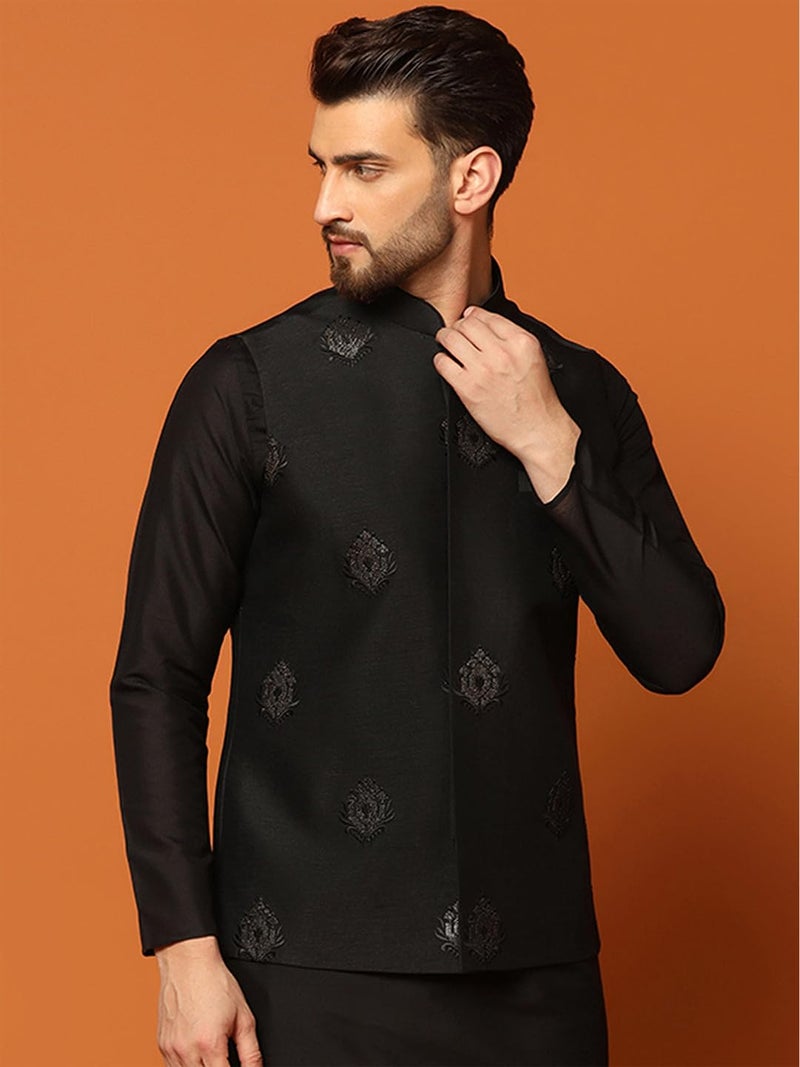 KISAH Nehru Jacket for Men – Embroidered Cotton Blend Modi Jacket | Ethnic & Formal Waist Coat for Weddings, Parties & Office Wear - Image 5