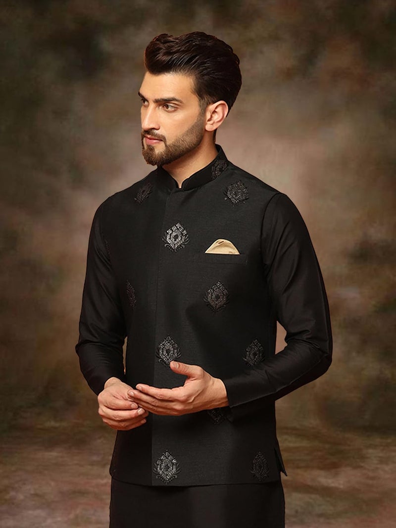 KISAH Nehru Jacket for Men – Embroidered Cotton Blend Modi Jacket | Ethnic & Formal Waist Coat for Weddings, Parties & Office Wear - Image 3