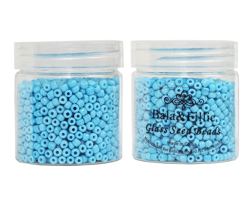 Bala&Fillic Opaque Light Blue Color 4mm Glass Seed Beads About 1400pcs in Box 6/0 Glass Craft Seed Beads for Jewelry Making (Light Blue, 4mm) - Image 3