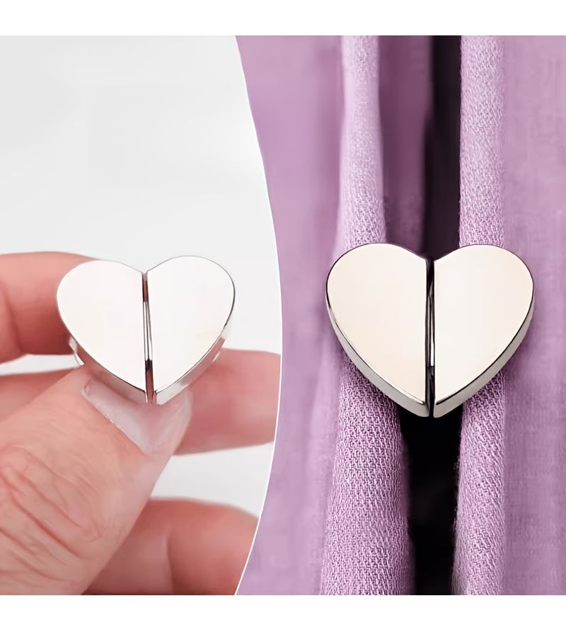 16 Pcs Heart Shaped Magnetic Shower Curtain Hooks With Detachable Snap On Design Suitable For Bathroom Hotel Privacy Protection Curtain Hooks Seam Sealing Wall Stickers And Door Stickers - Image 2