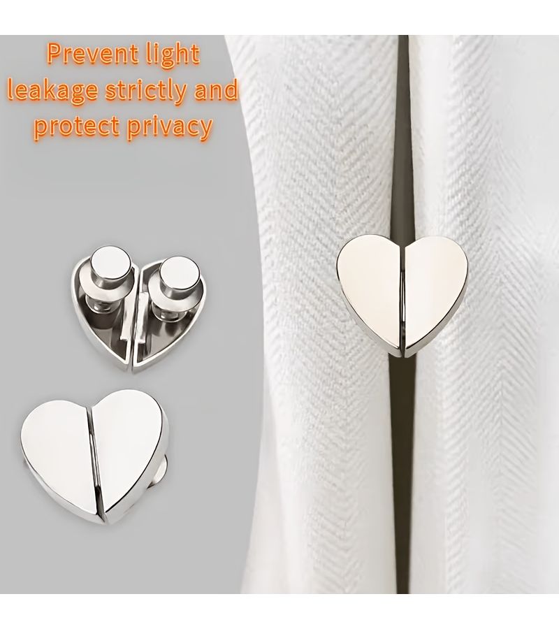 16 Pcs Heart Shaped Magnetic Shower Curtain Hooks With Detachable Snap On Design Suitable For Bathroom Hotel Privacy Protection Curtain Hooks Seam Sealing Wall Stickers And Door Stickers - Image 1