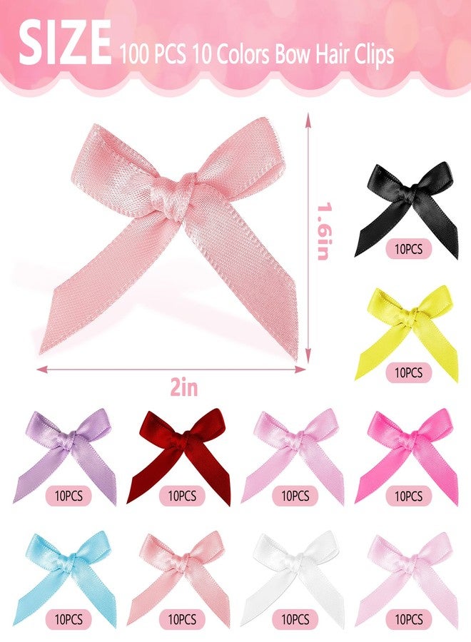 Draupnir 100Pcs Bow Hair Clips, Small Hair Bow Clip for women Girls, Mini Cute bowknot Hair Clips Barrettes Pins Metal Y2k Hair Accessories for Braids Teens Stage Concert Christmas Ballet Style - Image 2