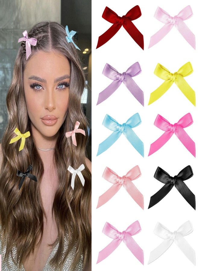 Draupnir 100Pcs Bow Hair Clips, Small Hair Bow Clip for women Girls, Mini Cute bowknot Hair Clips Barrettes Pins Metal Y2k Hair Accessories for Braids Teens Stage Concert Christmas Ballet Style - Image 1