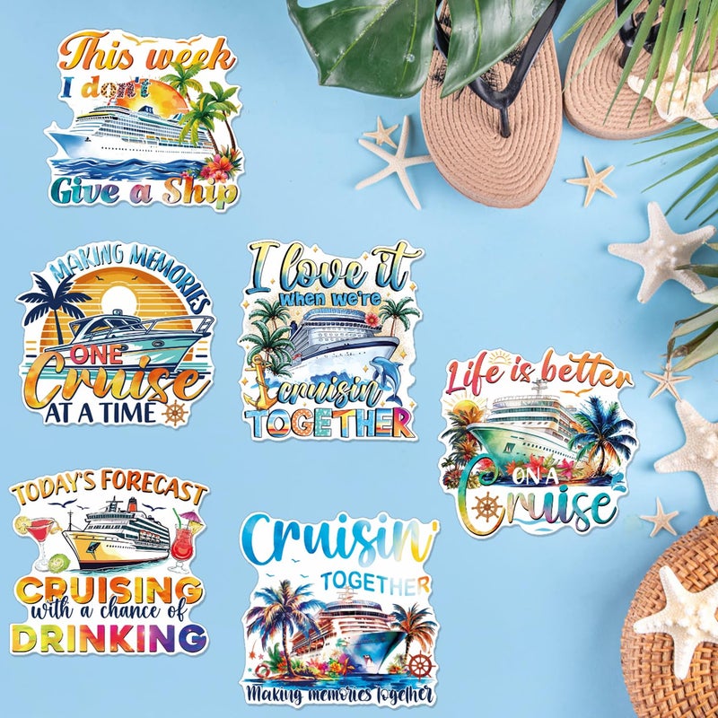 Wxiben Cruise Door Decorations Magnetic - 6 Pcs Sea Navigation Cruise Door Magnets Funny Nautical Cruise Ship Door Decorations Magnets Sticker Decals for Carnival Stateroom Cabin Party Decor - Image 3