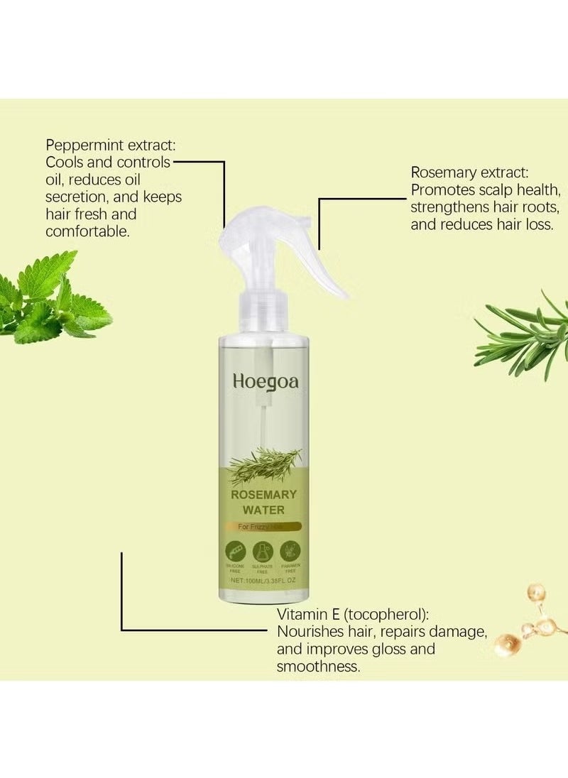 HOEGOA - Rosemary Water Spray For Hair Growth (100 ml) | Hair Spray for Regrowth | Rosemary Hair Mist | Adds Shine | Helps Reduce Hairfall | Strengthens Hair | Suitable For All Hair Types - Image 1