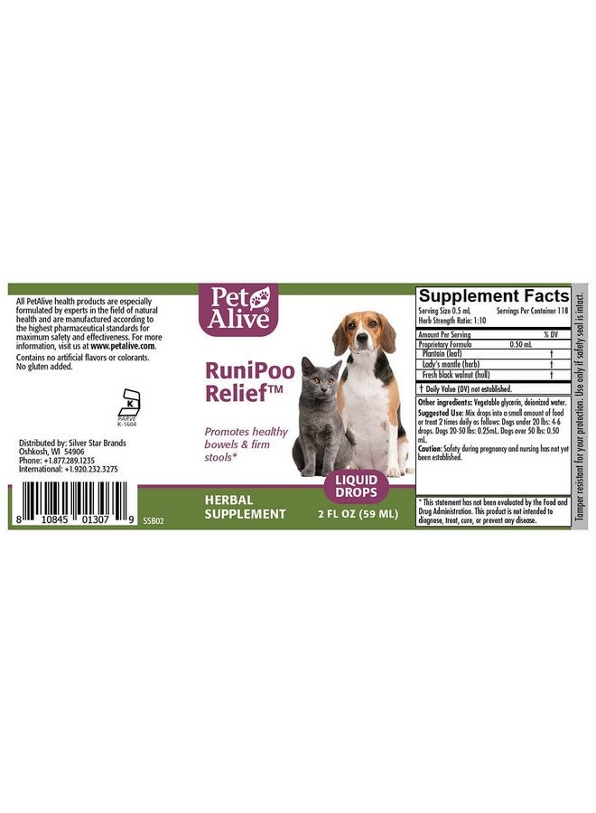 PetAlive Runipoo Relief  All Natural Herbal Supplement Promotes Health Bowels And Firm Stools In Cats And Dogs  Relieves Common Symptoms Of Pet Diarrhea  59 Ml - Image 4