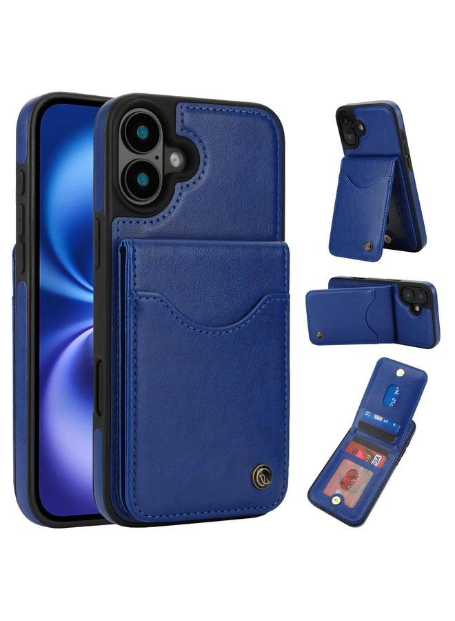 Case For iPhone 16 Plus AwQuer Vertical Flip Card Bag Holder Leather Phone Case