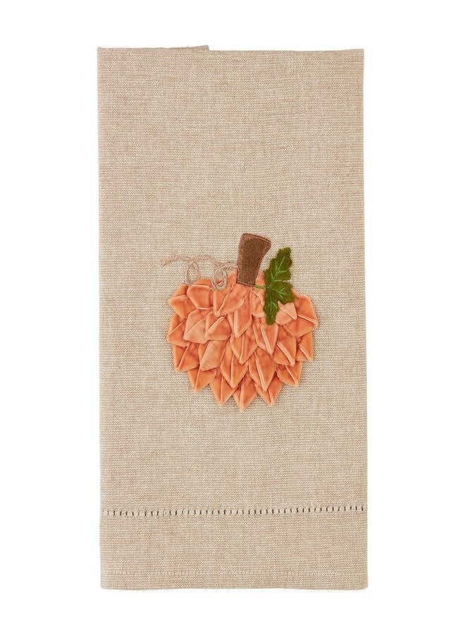 Mud Pie Velvet Pumpkin Towel, Orange, 21" x 14" - Image 1