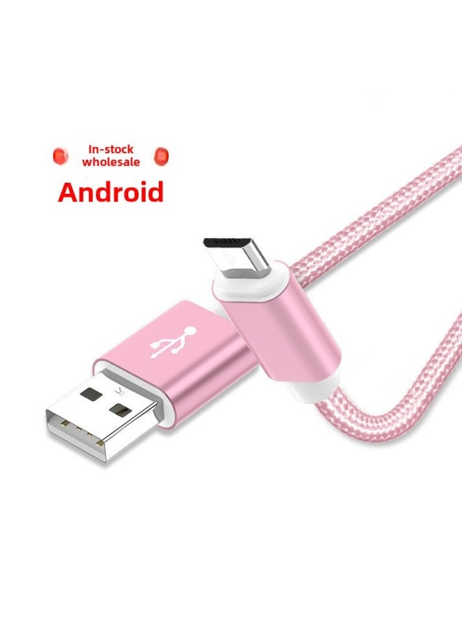 Applicable To Apple 13 Data Cable Braided Android Charging Cable Type-c Huawei Mobile Phone 2A Fast Charging Cable 1 M 2m-Color:Elegant Silver-Model:type-c Interface 1 M - Image 2