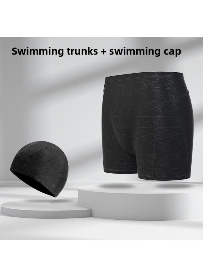 إسكدنيا سراويل سباحة للرجال البالغين مضادة للإحراج مكونة من ثلاث قطع للمراهقين سريعة الجفاف، سراويل سباحة كبيرة الحجم للرجال - اللون: 521 سراويل سباحة مخططة (مع قبعة سباحة) - - Image 1