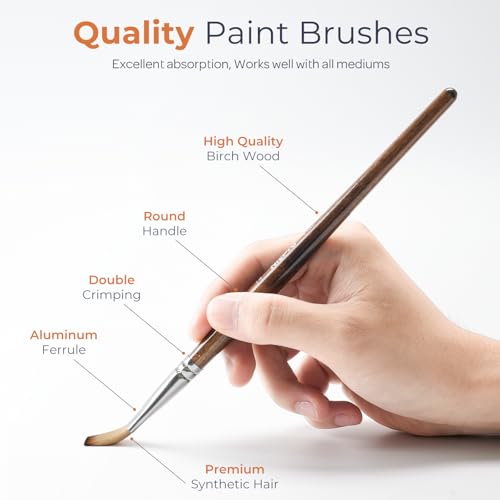 Nicpro 30pcs Paint Brush Set, Professional Paintbrushes with Paint Spatula and Cloth Roll, Craft Paint Brushes for Acrylic Painting, Oil, Watercolor, Gouache, Art Supplies for Artists and Beginners - Image 2