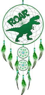 Amyhill Amyhill Dinosaur Dream Catcher Kit for Kids Dino Feather Dreamcatcher Dinosaur Wall Hanging Decor with Triple Ring DIY - Image 1