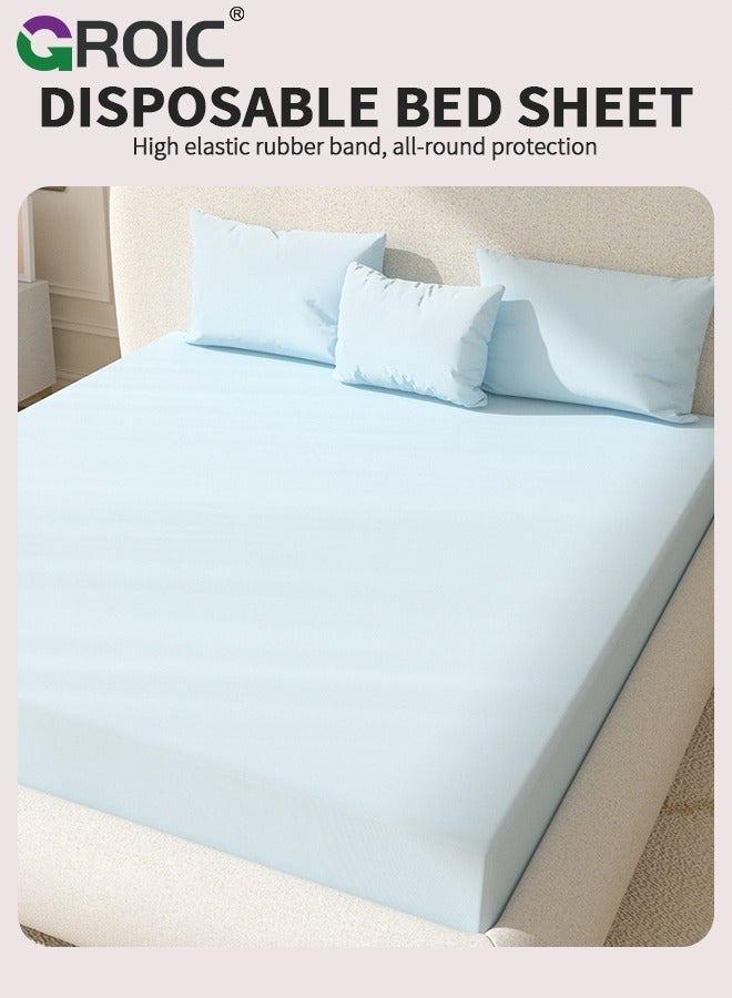 جرويك Disposable Bed Sheets with Flat Sheet,Quilt Cover,and 2 pillow cases,Disposable Fitted Sheets Travel Bedding Cover for Hotel, Disposable Travel Sheet with Quilt Cover and Pillowcase for Travel - Image 2