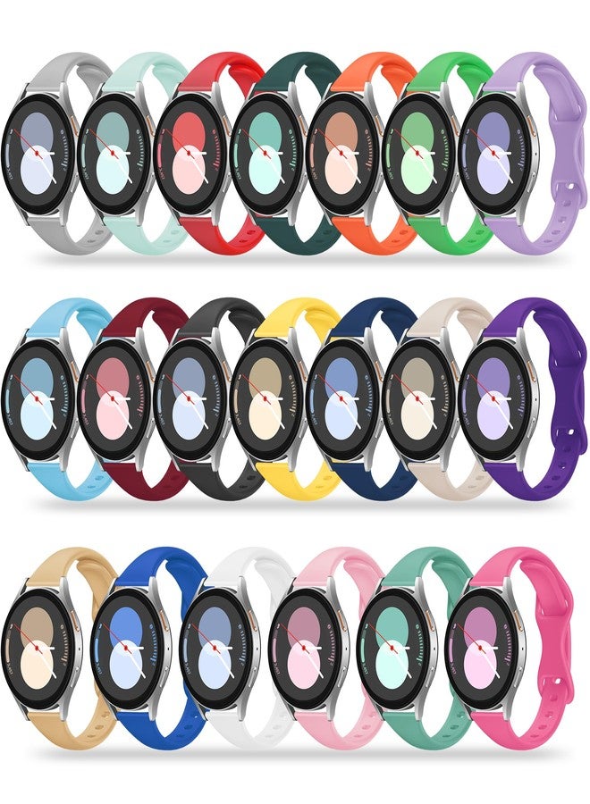 Tiorecime 20 Pack Slim Bands Compatible with Samsung Galaxy Watch 7 6 5 4 FE 40mm 44mm/6 4 Classic 43mm 47mm 42mm 46mm/5 Pro 45mm/Active 2 Band, 20mm Soft Silicone Narrow Thin Strap for Women Men - Image 1