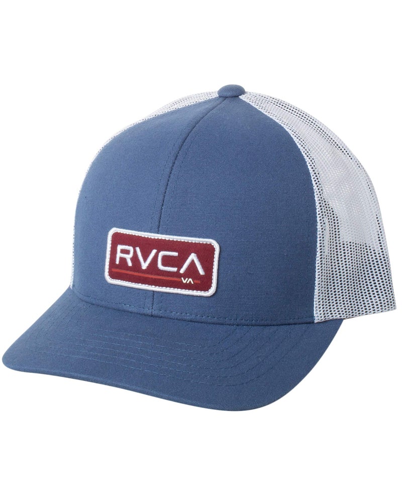 RVCA Men's Adjustable Snapback Brim Hat, Curved Trucker/Blue/RED, 1SZ - Image 1