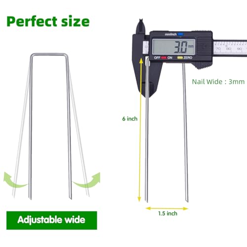 YANEYRIE Galvanized U-Shaped Garden Stakes, 6 Inch 100 Pcs Landscape Staples, Ground Stakes, for Decoration Weed Barrier Fabric, Irrigation Tubing, Holding Fence, Tarpaulin (100, 6 INCH) - Image 3
