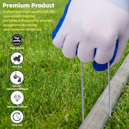 YANEYRIE Galvanized U-Shaped Garden Stakes, 6 Inch 100 Pcs Landscape Staples, Ground Stakes, for Decoration Weed Barrier Fabric, Irrigation Tubing, Holding Fence, Tarpaulin (100, 6 INCH) - Image 4