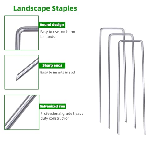 YANEYRIE Galvanized U-Shaped Garden Stakes, 6 Inch 100 Pcs Landscape Staples, Ground Stakes, for Decoration Weed Barrier Fabric, Irrigation Tubing, Holding Fence, Tarpaulin (100, 6 INCH) - Image 2
