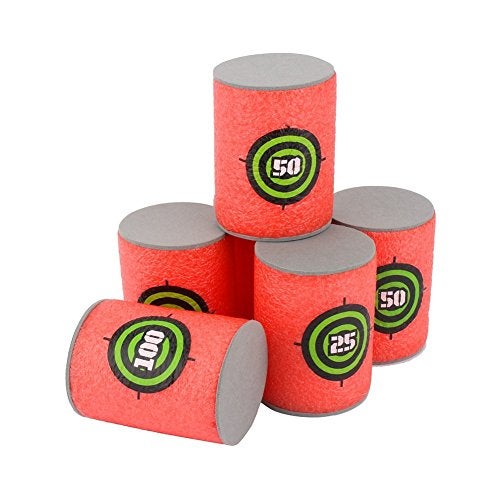 EKIND 6 Pcs Foam Can Target, Soft Bullet Dart Target Game Compatible for Nerf Elite Series Blasters Kids Toy - Image 1
