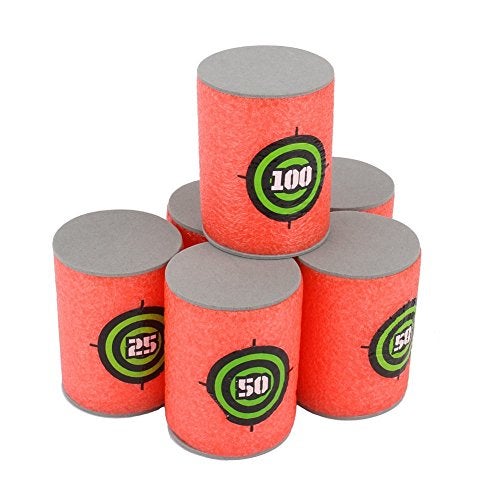 EKIND 6 Pcs Foam Can Target, Soft Bullet Dart Target Game Compatible for Nerf Elite Series Blasters Kids Toy - Image 2