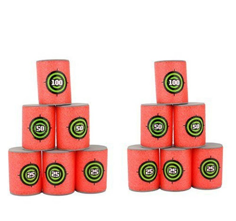 EKIND 6 Pcs Foam Can Target, Soft Bullet Dart Target Game Compatible for Nerf Elite Series Blasters Kids Toy - Image 4