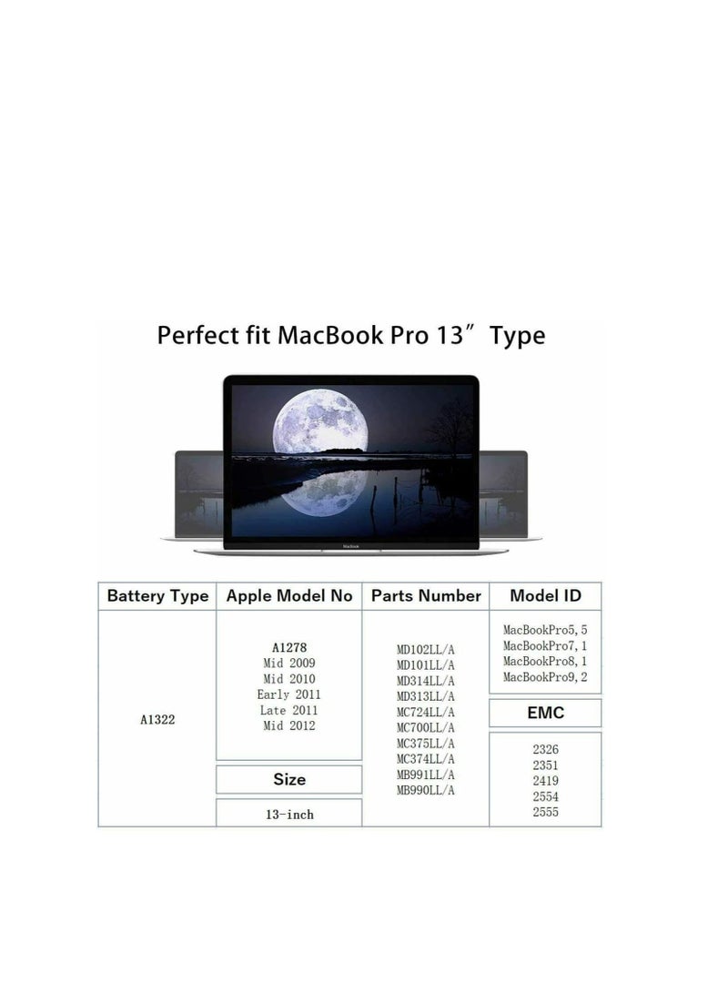 Terabyte A1322 A1278 Premium Replacement Battery for Apple Macbook Pro 13" (Mid-2009,Mid-2010,Early-2011 to Late-2011,Mid-2012) MB990LL/A MB991LL/A MC374LL/A MC374LL/A MC375LL/A MC700LL/A - Image 3