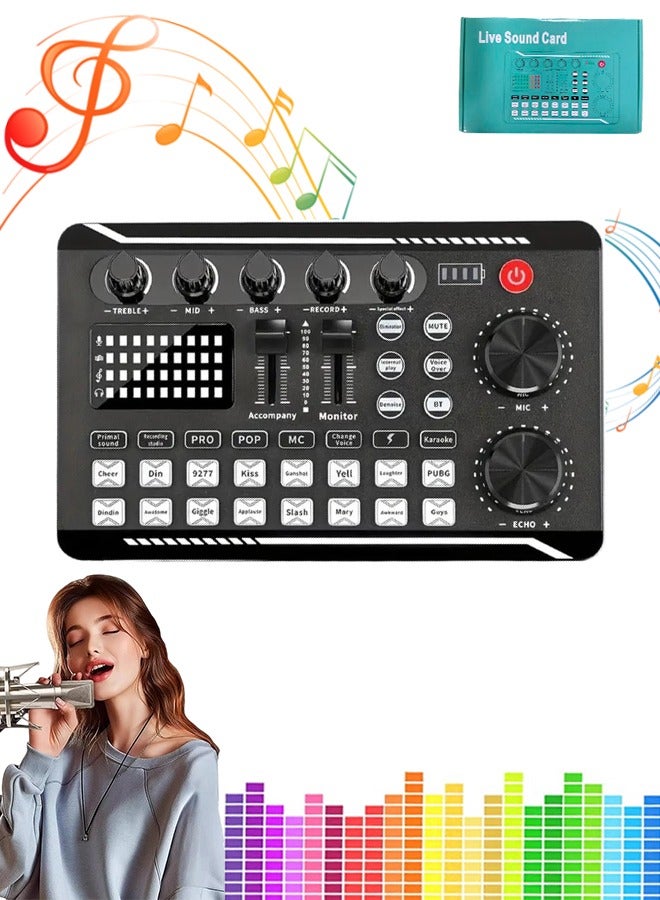 Professional Audio Mixer, Live Sound Card and Audio Interface with DJ Mixer Effects and Voice Changer, Podcast Production Studio Equipment, Prefect for Streaming/Podcasting/Gaming