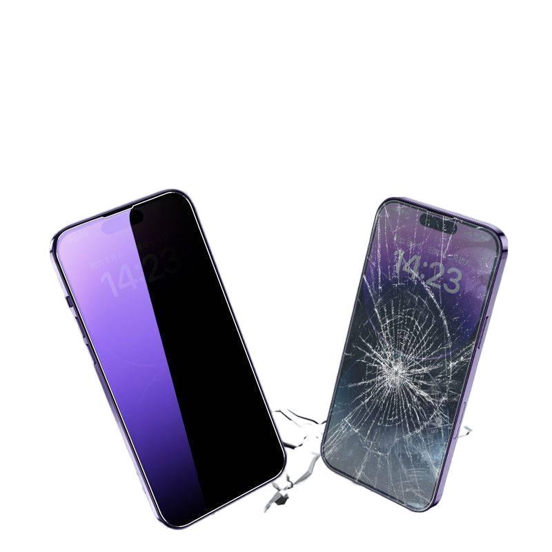 MS Glass Phone Case for iPhone 15 / 15 Plus / 15 Pro / 15 Pro Max with Anti-Blue Light and Privacy Protection plus Full Screen Coverage plus Anti-Fingerprint in Blue - Image 5