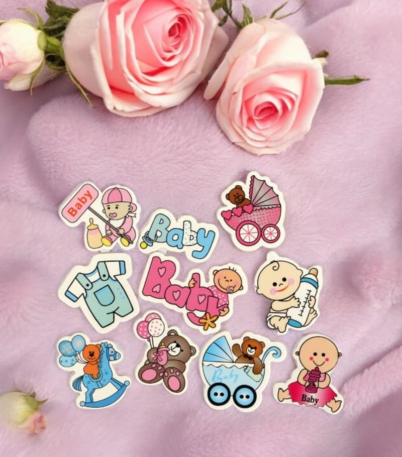 Chocozone Baby Girl & Baby Boy Decorations for Baby Shower Hampers Decorations Basket 3D Gift Wrap Motivs (Pack of 50) - Image 1