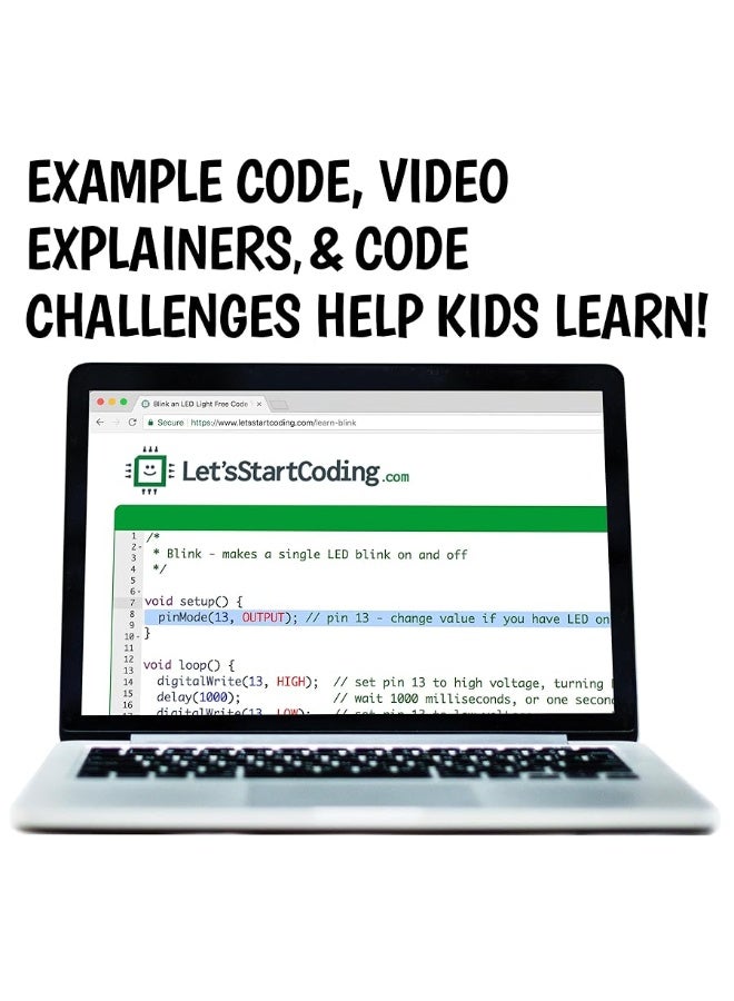 Let's Start Coding Base Kit Computer Coding Game for Kids 8-12+ and Teens to Learn Code & Electronics. Great STEM Gift for Boys & Girls for Real C++ Coding with Over 60 Projects Included.  - Image 3