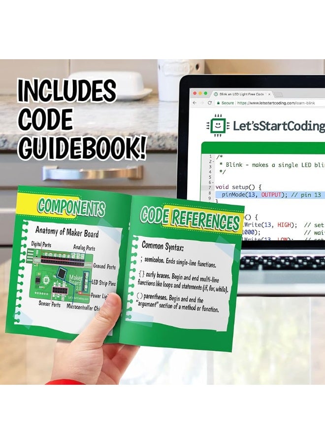 Let's Start Coding Base Kit Computer Coding Game for Kids 8-12+ and Teens to Learn Code & Electronics. Great STEM Gift for Boys & Girls for Real C++ Coding with Over 60 Projects Included.  - Image 2