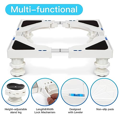 Nefish Mini Fridge Stand Adjustable Refrigerator Stand with 4 Strong Feet Universal Appliance Stand Base Heavy Duty Washer and Dryer Stand Laundry Pedestal Multi-Functional Base (White) - Image 3