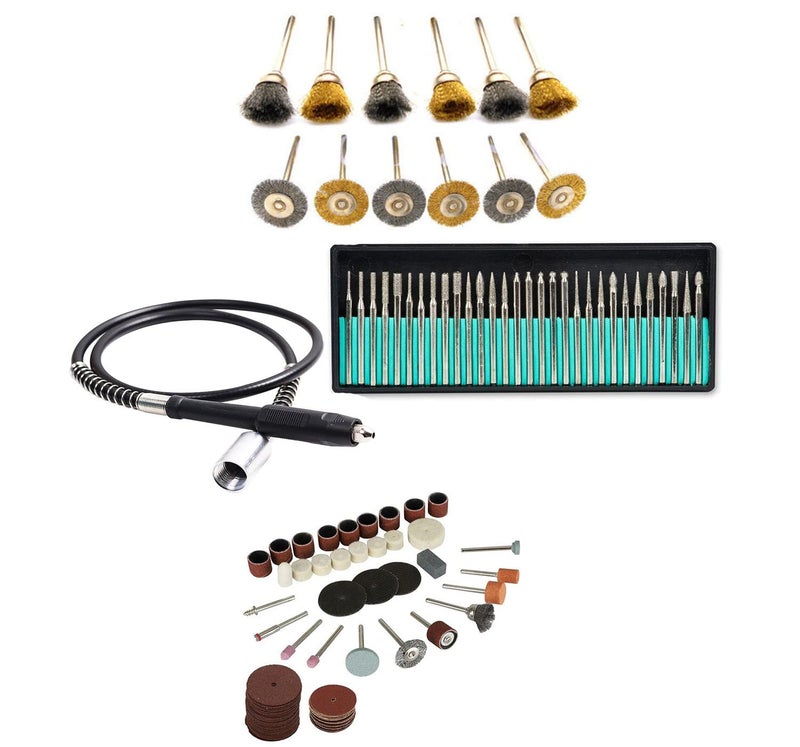 Digital Craft Digital Craft Rotary Tool Accessories Kit Mini Drill Bit Set with 32mm Mandrel in Electric Drill with 12Pc Wire Brush 30Pc Diamond Burs Grinder Shaft 105Pc Rotary Tool Set  - Image 1