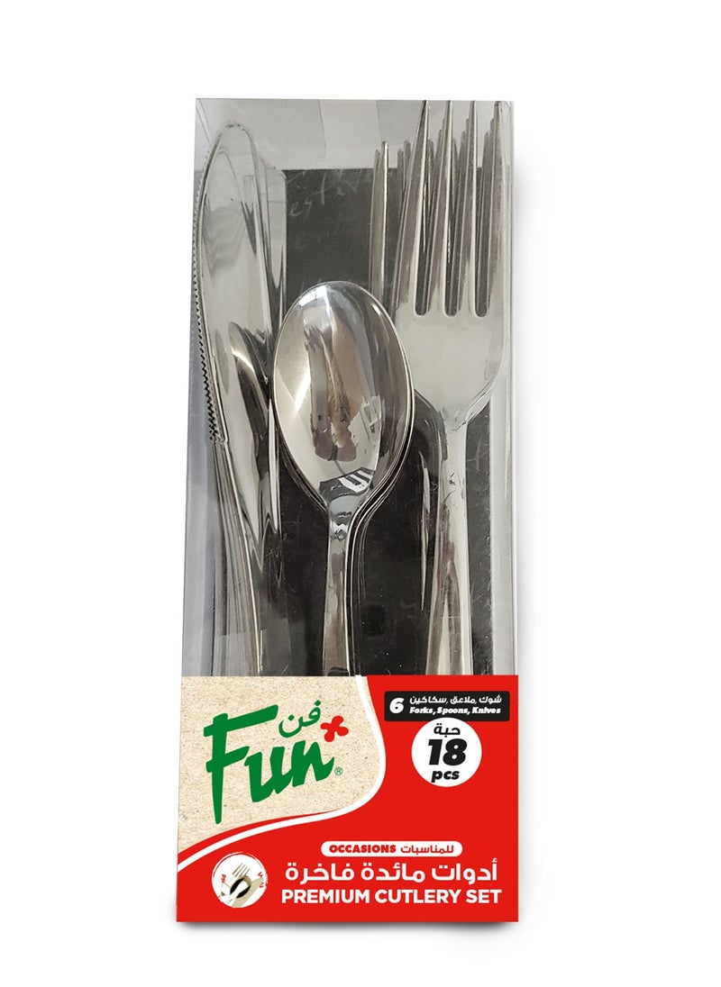 Fun Premium Cutlery Set Assorted Colurs 18 Pcs 