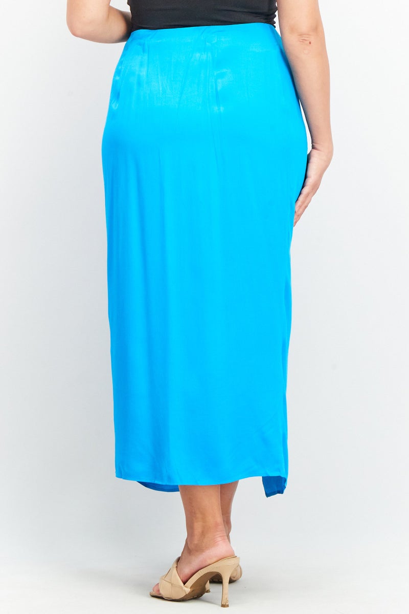 NA-KD Women Solid Maxi Skirt, Blue - Image 3