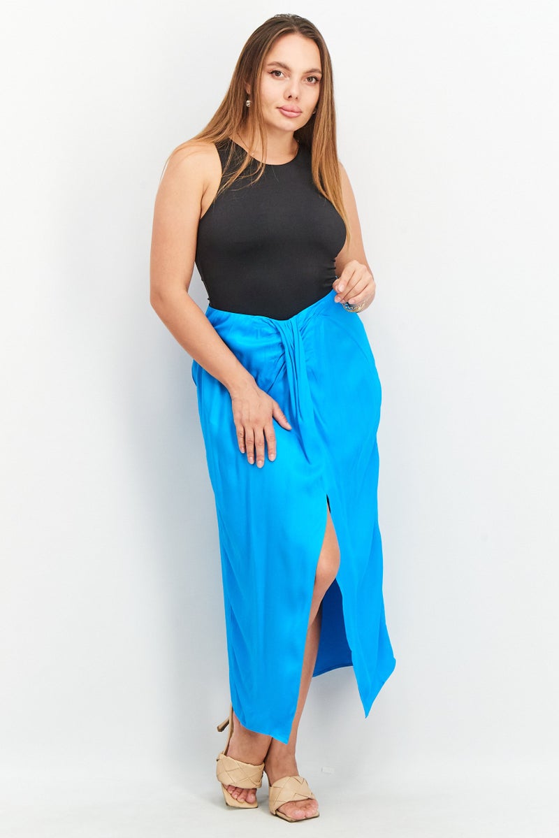 NA-KD Women Solid Maxi Skirt, Blue - Image 2