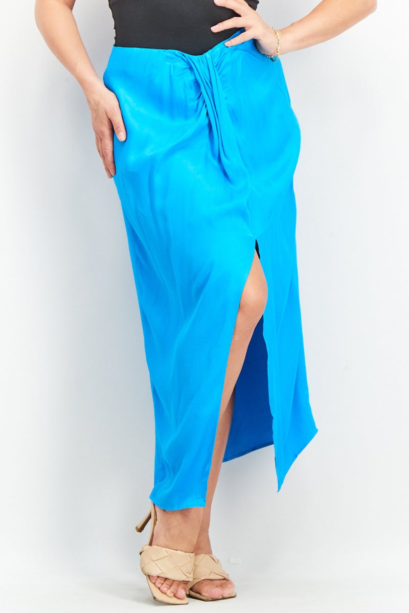 NA-KD Women Solid Maxi Skirt, Blue - Image 1