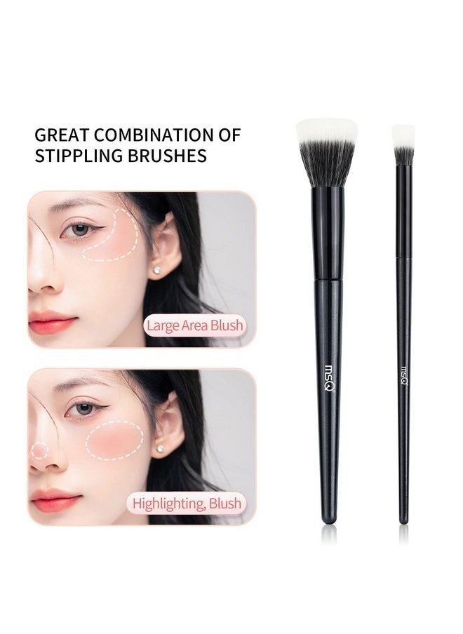 MSQ Stipple Blush Brushes 2Pcs Duo Fiber Stippling Brush Flat Top Double Stipple Makeup Brush Great For Blending Highlight Blushcontour Cream Foundationsmooth & Natural  - Image 4