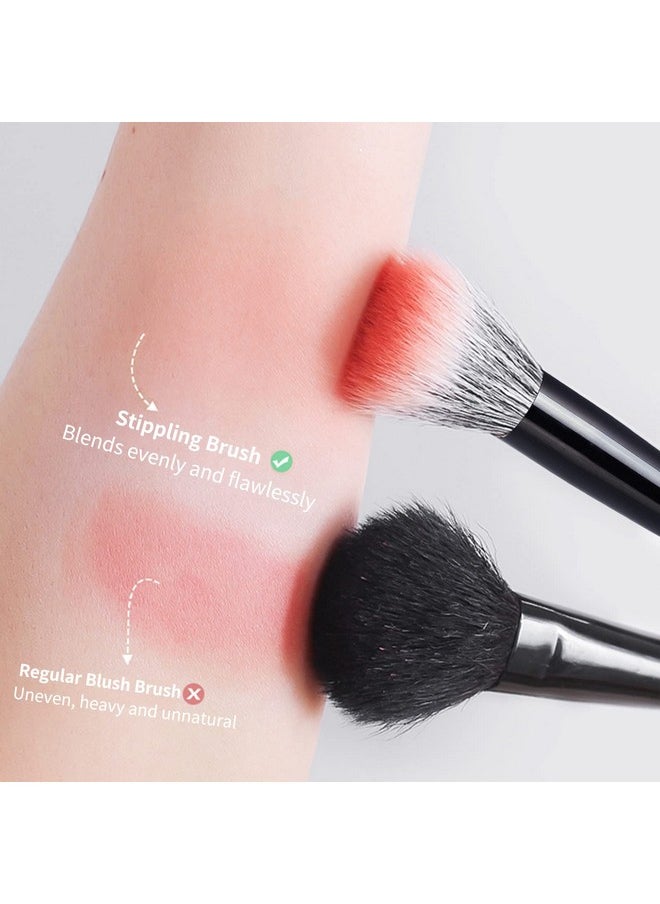 MSQ Stipple Blush Brushes 2Pcs Duo Fiber Stippling Brush Flat Top Double Stipple Makeup Brush Great For Blending Highlight Blushcontour Cream Foundationsmooth & Natural  - Image 3