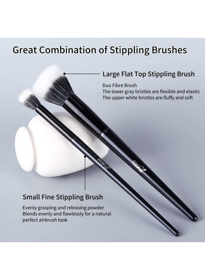 MSQ Stipple Blush Brushes 2Pcs Duo Fiber Stippling Brush Flat Top Double Stipple Makeup Brush Great For Blending Highlight Blushcontour Cream Foundationsmooth & Natural  - Image 2