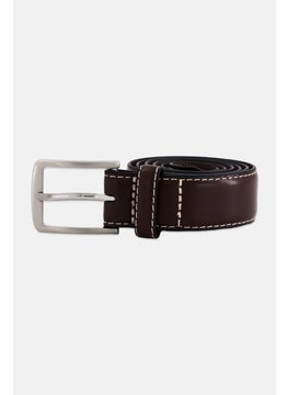 STEVE MADDEN Kids Boy Leather Contrast Stitch Belt, Brown  - Image 1