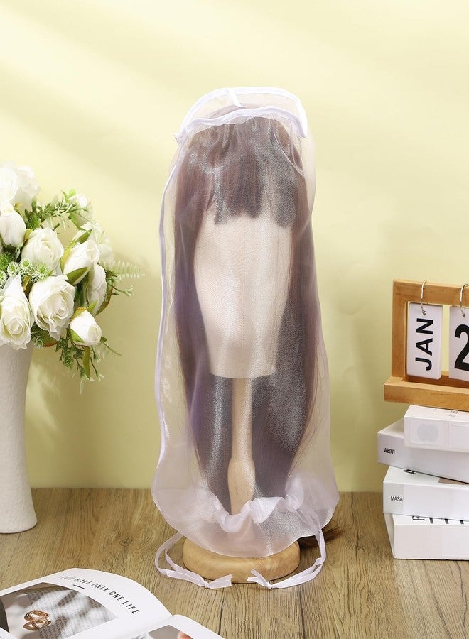 Loopeer 6 Pcs Wig Storage Bags Adjustable Wig Bag with Drawstring Portable Travel Organizer for keep from Dirt Dust(White) - Image 4