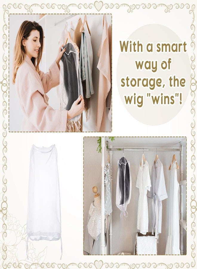 Loopeer 6 Pcs Wig Storage Bags Adjustable Wig Bag with Drawstring Portable Travel Organizer for keep from Dirt Dust(White) - Image 5