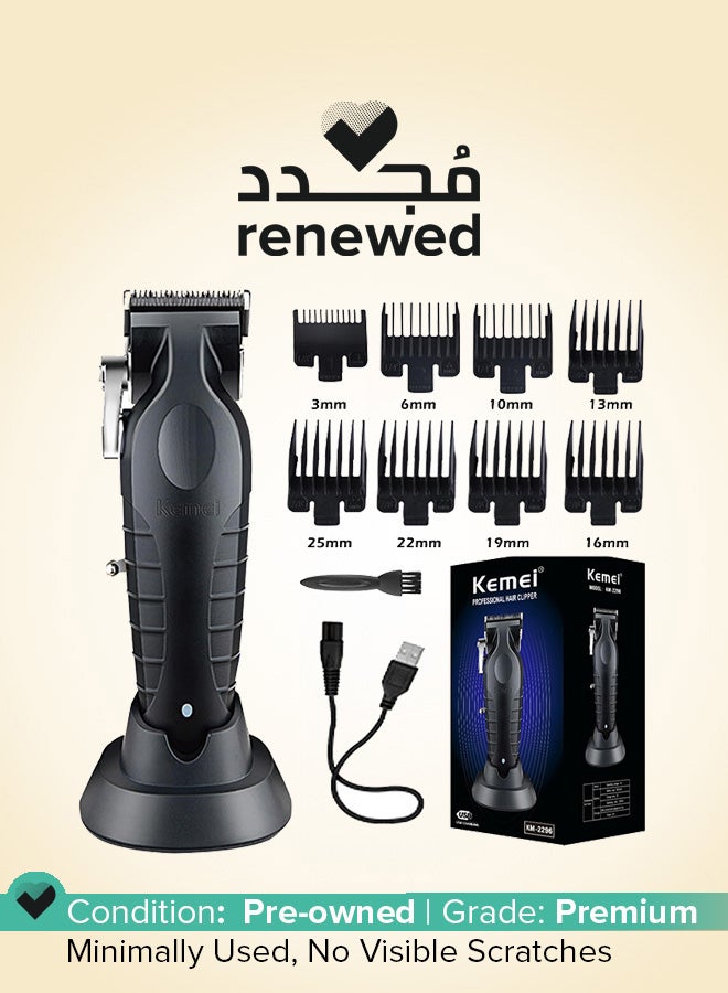 Kemei Renewed - KM-2296 Cordless Hair Clippers, Rechargeable Beard Trimmers Black - Image 1