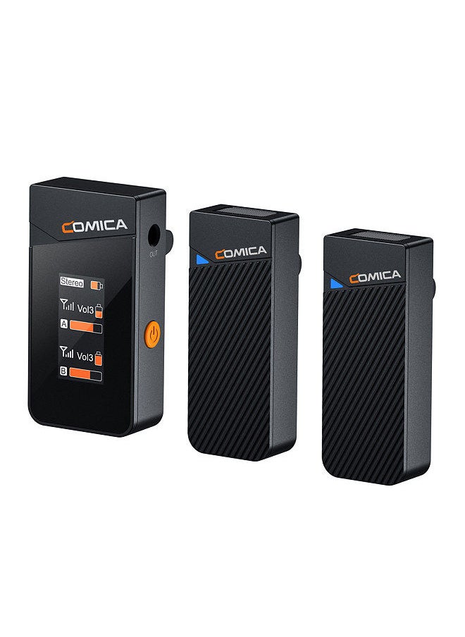 COMICA COMICA Vimo C2 Wireless Microphone System with 1 Receiver & 2 Microphones 200M Transmission Range 4 Level Adjustable Speed  - Image 1